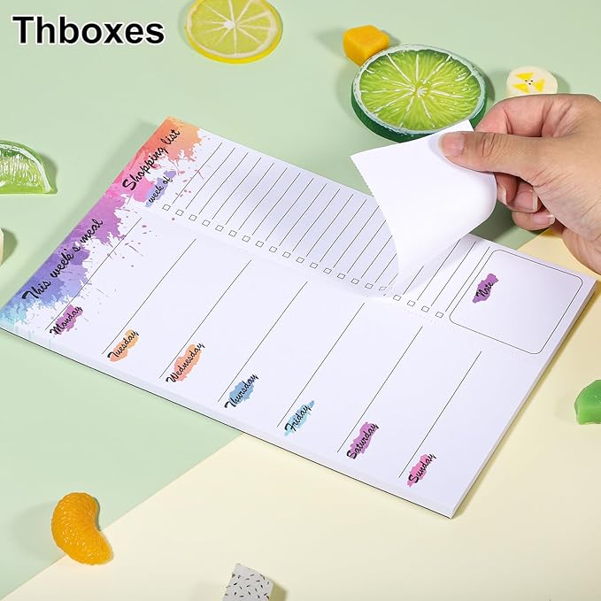 60 Sheets Weekly Meal Planner for Fridge, 7x10" Grocery List Magnet Pad for Fridge Undated Menu Planner with Tear off Shopping List for Meal Planning and Convenient Shopping, Colorful Ink
