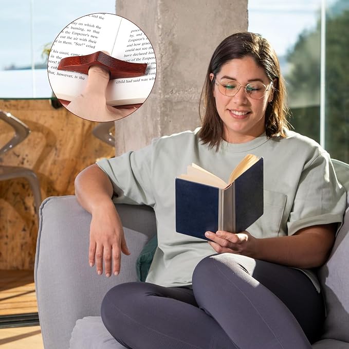 Sliverdew Natural Walnut Wood Thumb Book Page Holder, Universal Medium Size Page Spreader for Hands Free Reading, Premium Book Opener Bookmark, Unique Literary Gifts for Avid Readers Bookworms - 22mm