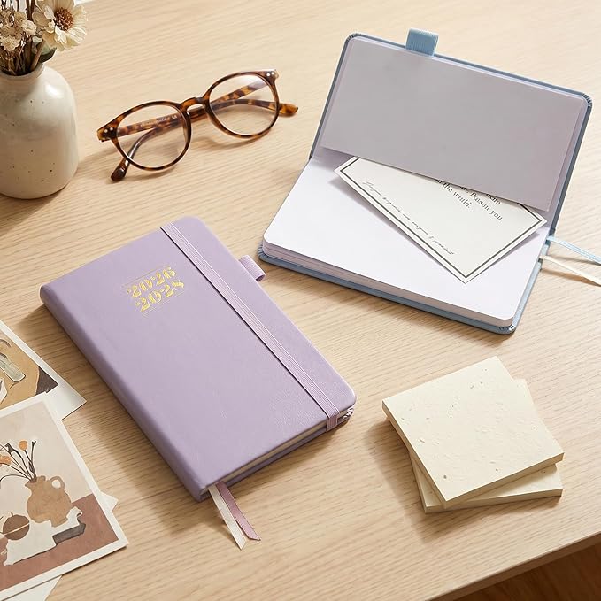 KONVINIT Pocket Calendar 2026-2028, 24-Month Pocket Calendar 2027 Planner Runs from July.2026 Until June.2028, Purple PU Monthly Planner with Inner Pocket, Pen Loop, Elastic Closure for School & Office Supplies, 3.54”×6.69”