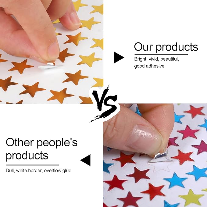 Star Stickers - 2520 PCS 0.6" Foil Star Metallic Stickers for Kids Reward & School Classroom Teacher Supplies