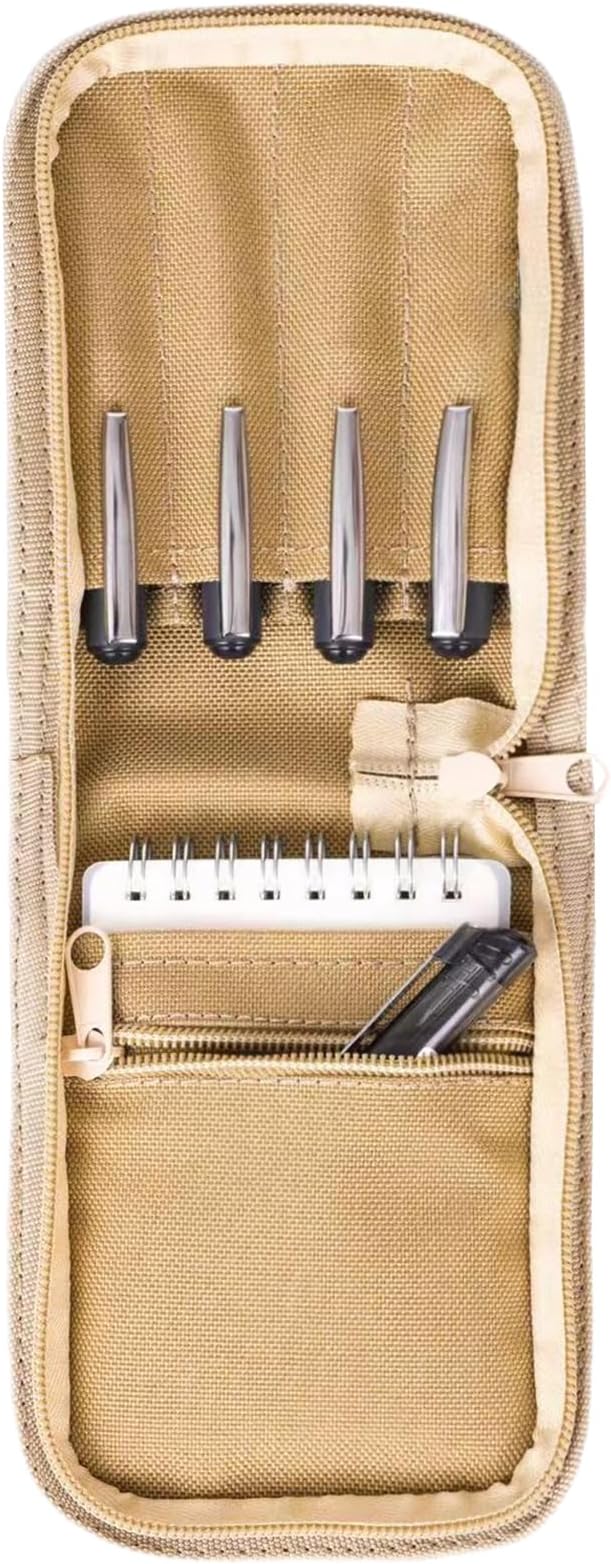 Mini Tactical Notebook Cover for Pocket, 3x5 Notepad Cover with Zippered Organizer, Weatherproof Notepad Holder for Men and Women, Pocket Notebook Pouch and Hiking Journal Case for A7 Folder - Coyote