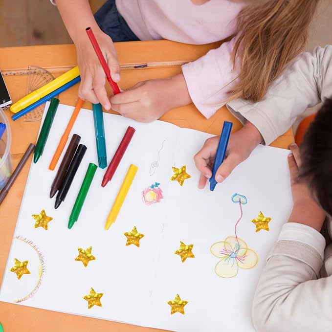 1000 Pcs Holographic Gold Star Stickers, 1 Inch Sparkly Foil Stars for Kids Reward, Self Adhesive Metallic Shiny Labels for Teacher Classroom Supplies, Student Behavior Chart