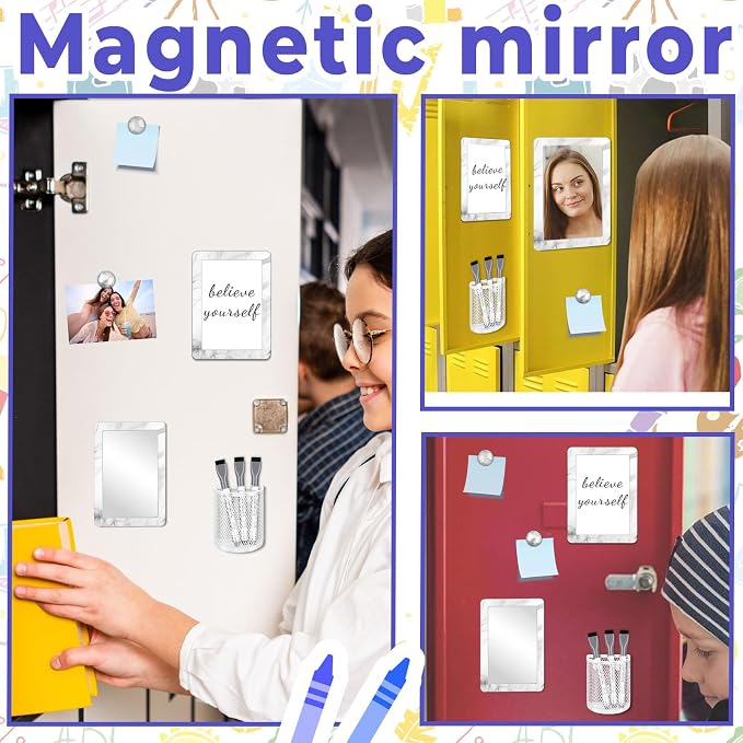 Denylo pro Silver Gray Magnetic Locker Marble Theme Accessories Kit Include Back to School Essentials for Back to School Decorations Office Supplies