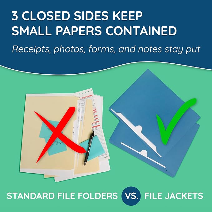 Blue Summit Supplies File Jackets Letter Size 1 Inch Expansion, Pocket File Folders Letter Size Expanding 1 Inch, Assorted Colors, Reinforced Straight Cut Tab Expandable Document Jacket, 25 Pack