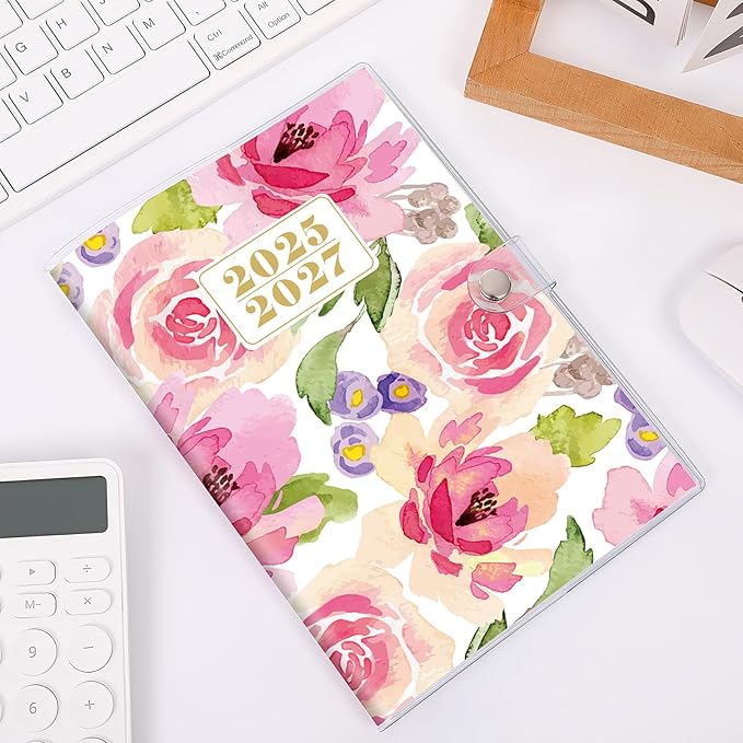 Monthly Planner 2025-2027, Monthly Calendar 2026 Planner (July 2025 Until December 2027), 5.9'' x 8.4'', A5 Planner with PVC Cover, Perfect for Office, School Organizing Planning - Pink