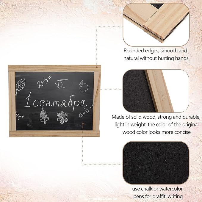 Harloon 6 Pcs 10.5" x 8.5" Framed Chalkboard Bulk Double Sided Wood Tabletop Small Chalkboard Signs Mini Blackboard Classroom School Supplies for Party Home Office Art Craft Birthday Wall Menu Food