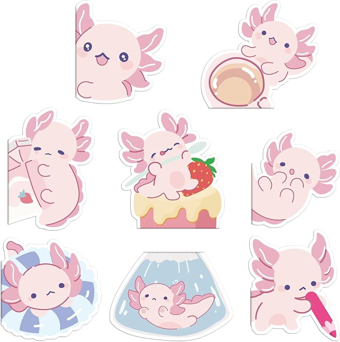 Axolotl Magnetic Bookmarks Gifts - 8 Pcs Pink Cute Bookmark for Women Bookworms Students Sea Animals Lovers Gift for Birthday Christmas Funny Page Clips Office Reading Accessories