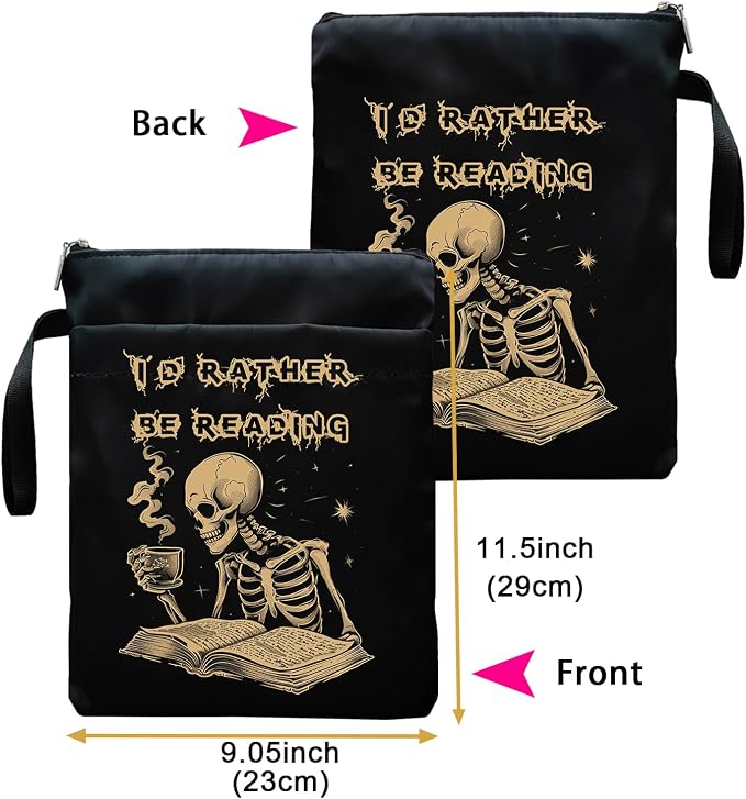 Book Sleeve with Zipper, Book Sleeve for Book Lovers, The Reader Tarot Card Book Sleeves, Book Pouch Kindle Protector, Gifts for Women Teacher Librarian Bookworm Bookish (Black-E, Large)
