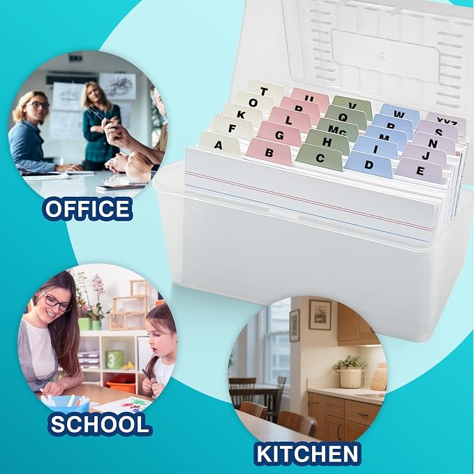 Chell 4x6 Plastic Index Card Dividers, Morandi Colors, Heavyweight Poly Index Card Guides A-Z, with Alphabetical/Blank Stickers, Pack of 50
