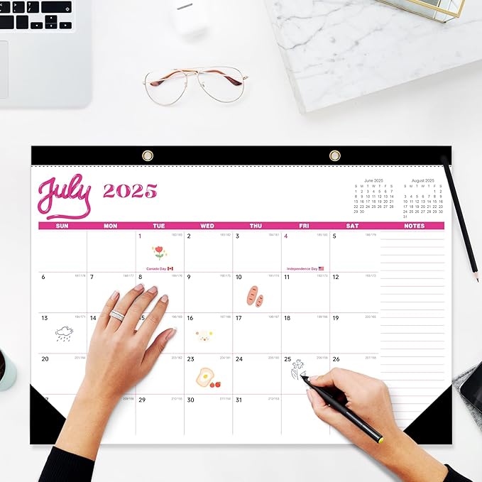 Desk Calendar 2026 , JXAVO Wall Calendar 2025-2026 Large Size 17" X 12" Covers July 2025 - December 2026, Pink Cute Desktop Monthly Calendar for Home Classroom School or Teacher Gifts & Office Supplies