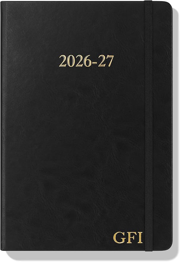 Wykeham's Executive 2026-27 Daily Journal Planner – Mid-Year Academic Diary (Personalized Black, 8.5"×5.5")