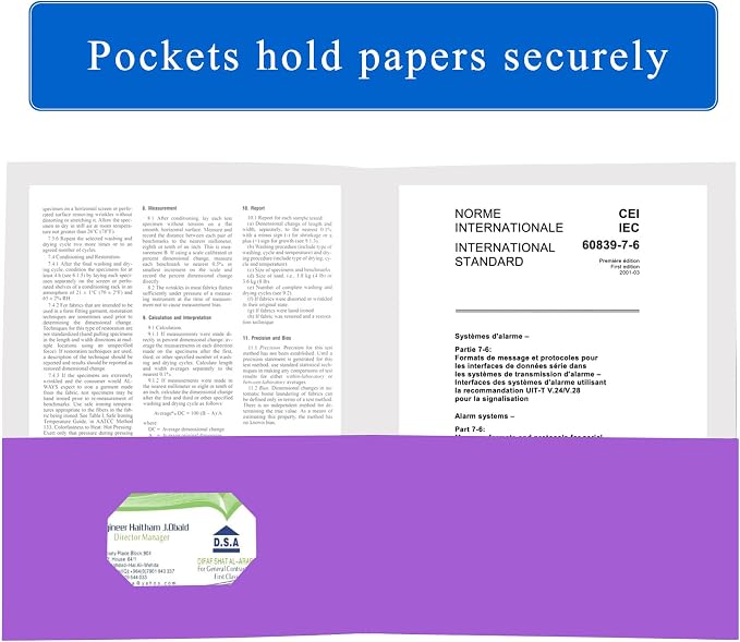Zzrywuty 25 Packs Paper Purple Folders with Pockets for Students,Businessmen and Office Workers,Letter Size,Two Pocket Folders with Card Slot for Office,Business,School Supplies