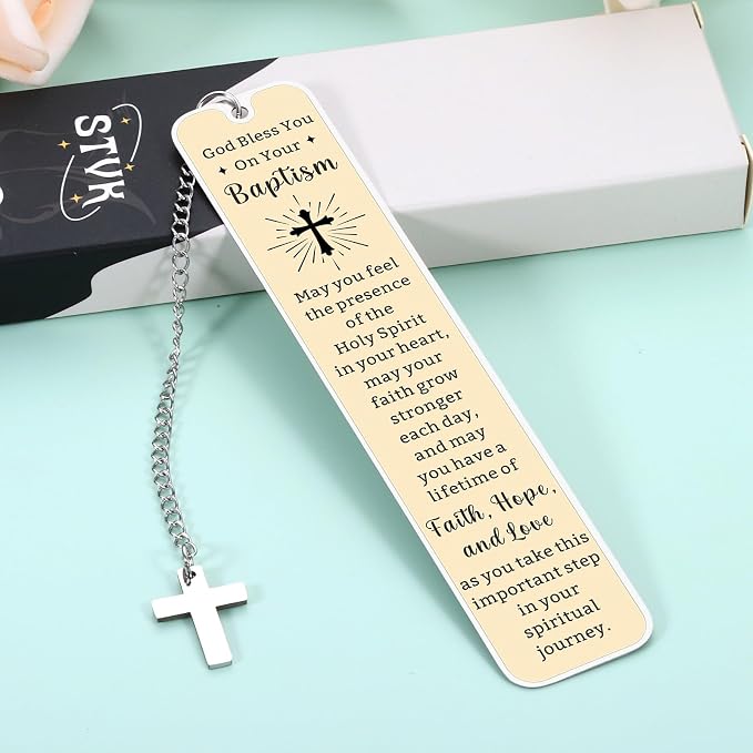Adult Baptism Gifts for Women Men, Catholic Baptism Gifts for Teen Girls Boys, Cross Baptism Bookmark, First Communion Gift for Teens, Christening Confirmation Gift for Kids, Easter Basket Stuffers