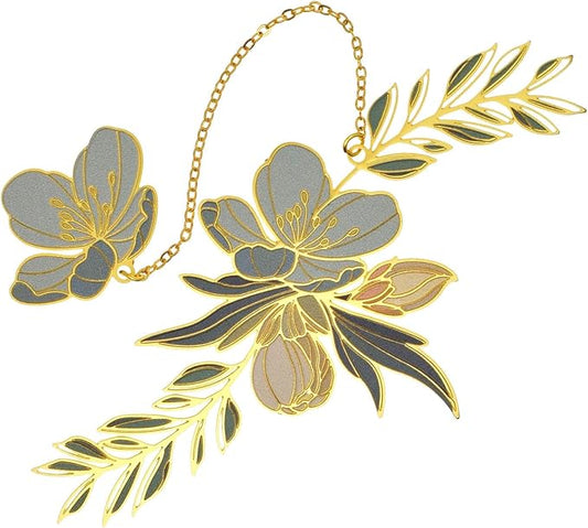 BLBMH Flowers Bookmark for Women Mother's Day Teacher Appreciation Birthday Christmas Unique Cute Funny Metal Book Marks for Girls Mom Readers Book Lovers - F1 Green