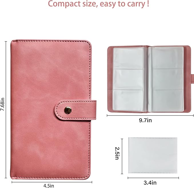 Leather Professional Business Card Holder Book Organizer, 240 Card Slots Capacity Booklet, Premium PU Name Cards Storage Folder with Soft Cover, Credit Card Binder Holder for Men/Women (Pink)
