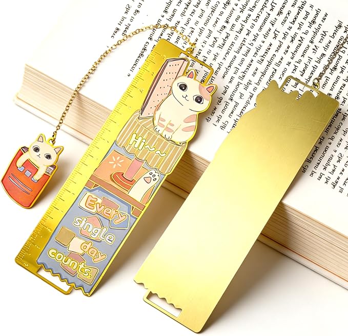 Cat Bookmark with Thumb Book Page Holder,Pen Holder,and Cat Magnetic Bookmark,Metal Book Mark for Reading,Book Accessories As for Cat Lover Gifts,Cute Bookmarks for Women,Girls,Teens and Book Lovers