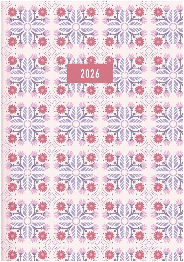 Letts of London® 2026 Morocco Weekly/Monthly Planner, 12 Months, January to December, A5 Size, 8.25" x 5.875", Sewn Binding, Matte-Laminated Hard Cover, Multilingual, Pink (C082494-26)