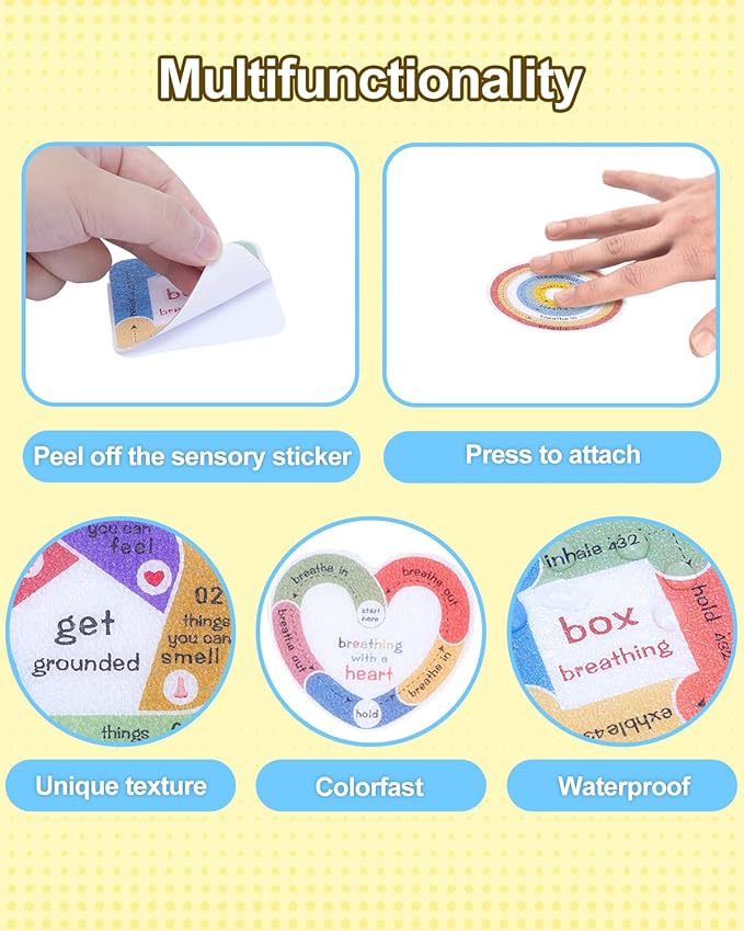 UCEC 75 Pcs Mindfulness Stickers, Mental Health Stickers Gravel Texture, 15 Patterns Waterproof Adult Sensory Items for Adult Teen Classroom Desk Office Fidget Supplies