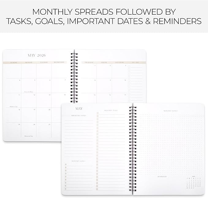 Beautiful 2025-2026 Monthly Planner and Calendar Book - Aesthetic To Do List Notebook For Women to Easily Organize Your Tasks and Boost Productivity - Runs From April 2025 Until December 2026