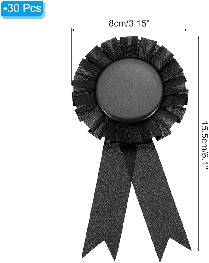 PATIKIL Blank Award Ribbon, 30 Pcs Prize Ribbon Award Medal Winner Ribbon Recognition Participation Ribbon for Competition, Sport Event and Party, Wedding, Black