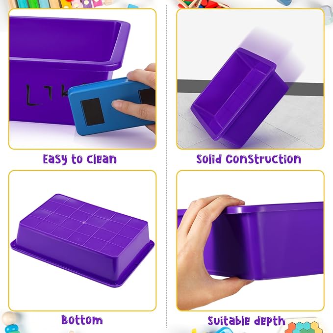 Hoteam 10 Pcs Flat Storage Organizer Tray Bin Paper Tray for Classroom Plastic Stackable File Organizer for School Office Teacher Book Organization(Purple,13.78 x 9.84 x 3.15 Inch)