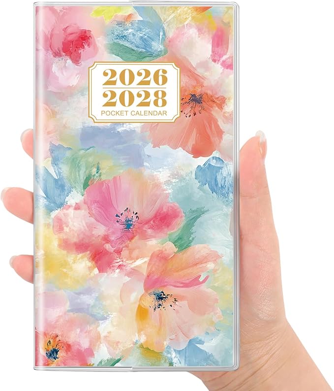 SKYDUE Pocket Calendar 2026-2028, Pocket Monthly Planner Jul 2026 - Dec 2028 for Purse, 6.7" X 3.8" 30-Month Small Planner, Academic Year Calendar, Compact Design with Plastic Sleeve