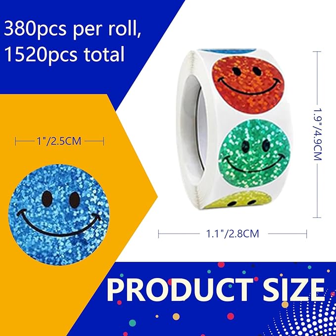1500 Pcs 1.0Inch Gold Star,Smiley Face and Heart Stickers for Kids Reward,Behavior Chart,School Classroom Student Teacher Supplies Gift