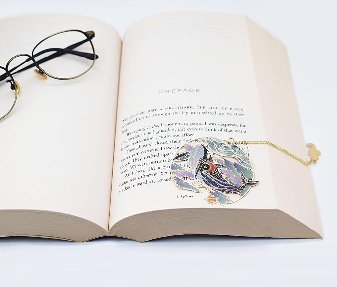 BLBMH Metal Cute Bookmarks for Women Book Lovers Friends Girls Readers Birthday Gifts Unique Graduation Gifts - Whale with Moon