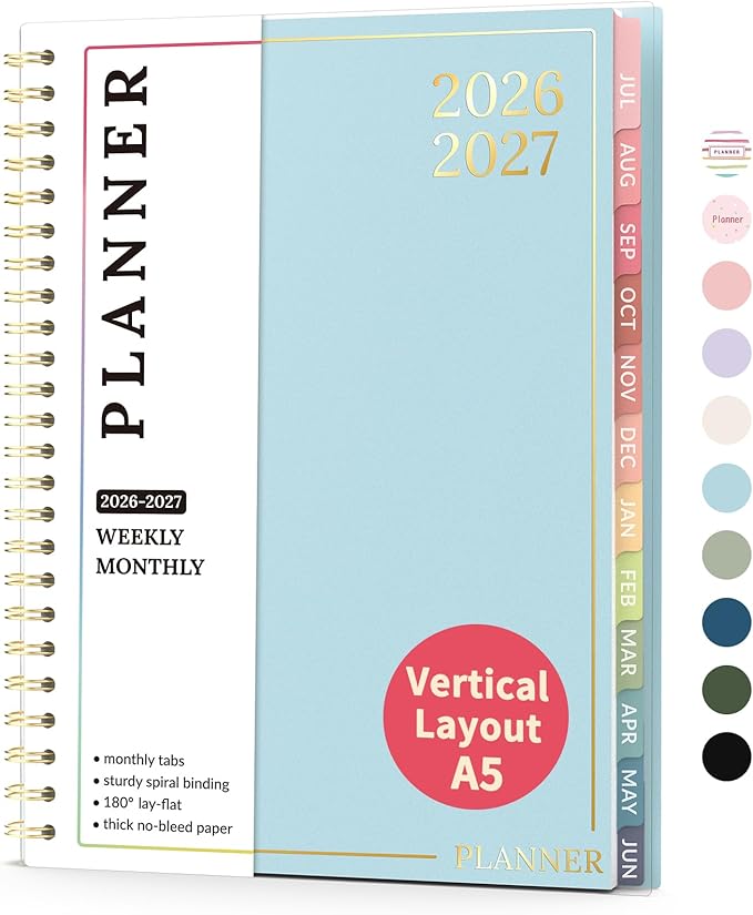 Teacher Planner 2026-2027, Forvencer Academic Planner 2026-2027, Jul 2026 - Jun 2027, 6.3" x 8.5", Weekly & Monthly Planning Book with 7 Periods, School Agenda for Teacher Student Homeschool, A5,Blue