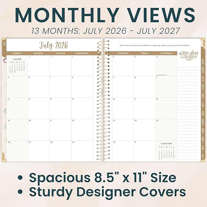 bloom daily planners HARDCOVER Planner 2026-2027 (8.5" x 11") Academic Year (July 2026 - July 2027) - 13 Months Task Goal Planner for Women - Monthly & Weekly Agenda Book - Bows
