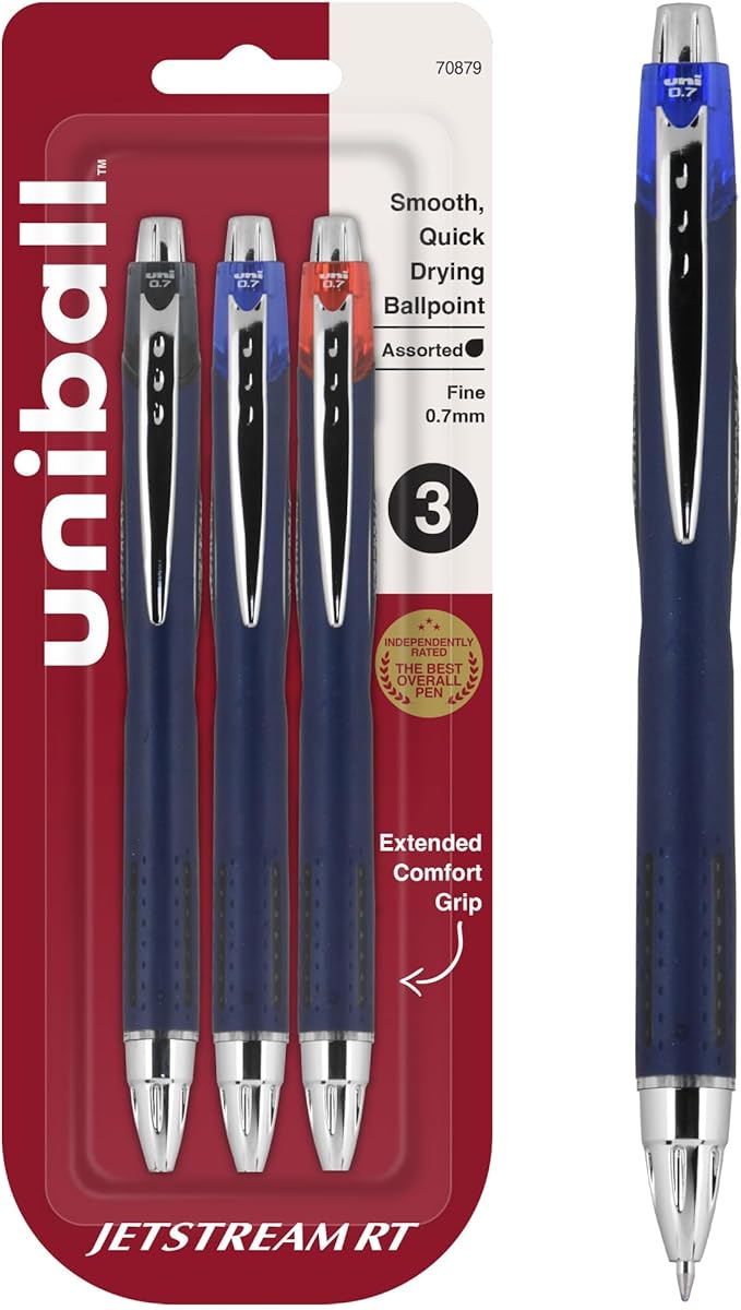 Uniball 70879 Uni-Ball Jetstream Fine Point 0.7 Mm Piece Of 3, Assorted