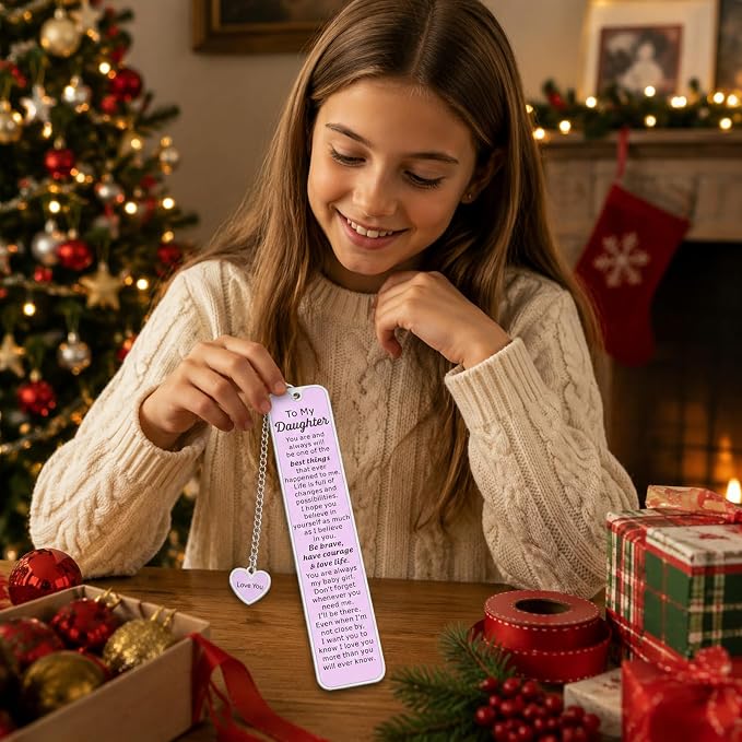 6th Grade School Supplies for Girls, Daughter Gifts from Mom, Bookmarks for Reading Kids, Back to School Gifts for Girls Daughters, Purple Bookmark, Birthday Stocking Stuffers for Daughter