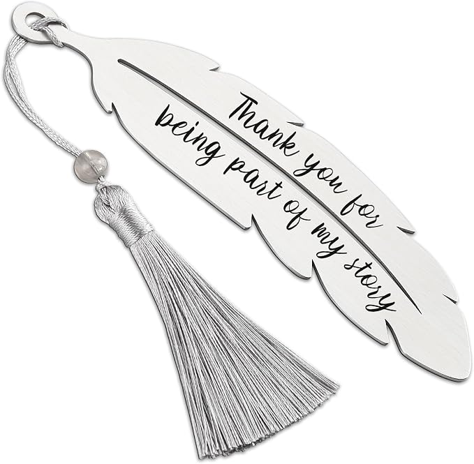 Thank You for Being Part of My Story Bookmark, Appreciation Gift for Teacher Mentor Leader Coworker, Graduation Retirement End of Year Gift, Metal Feather Bookmark with Tassel VBK217