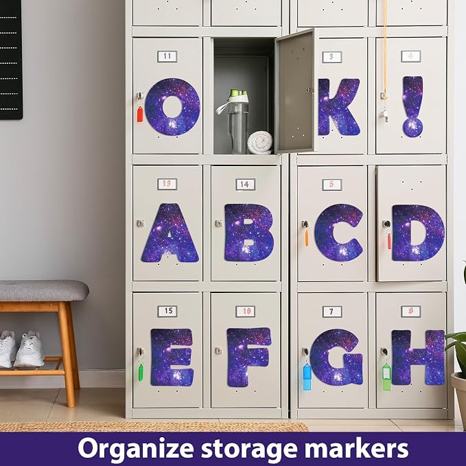 Qyeahkj 150 PCS Large 6" Font Bulletin Board Letters Outer Space Themed Punctuation Cutouts Combo Set Galaxy Letters Decoration Classroom Starry Sky Alphabet Poster for Home School Wall Display Decor
