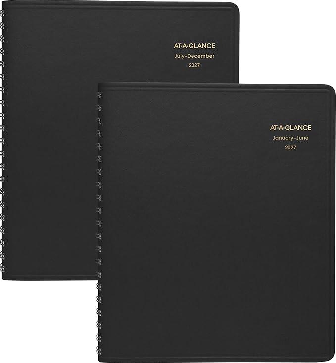 AT-A-GLANCE 2027 Appointment Book Planner, Daily Group Planner, 8.5" x 11", Eight Person, Two-Volume Set Jan-Jun & Jul-Dec, Black (7021205-27)