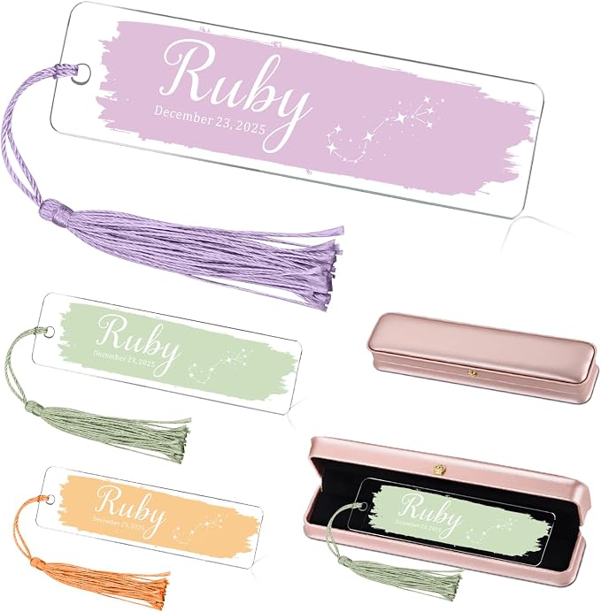 Personalized Bookmarks for Women Book Lover Birth Flower Birthday Customized Gifts for Reading Her Daughter Friends (Acrylic #8)