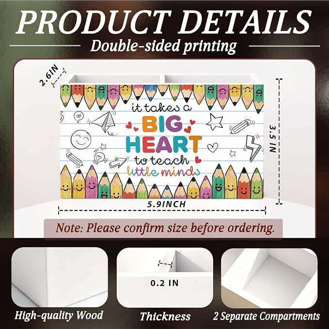 Teacher Pen Pencil Holder for Desk Teacher Appreciation Gifts,Teacher Gifts for Women from Student,It Takes a Big Heart to Help Shape Little Minds Sign for Office Classroom Desk Tabletop