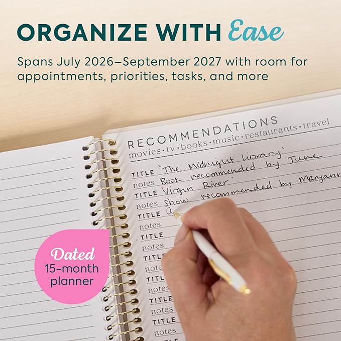 GO BIG Large-Print Planner April 2026–June 2027, 15-Month Twin-Loop-Bound Agenda Planner, Big Size, 8.5" x 11", Easy-to-Read Large Dashboard Layout, Plum Plans Cover
