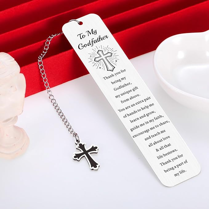 Fathers Day Godfather Gifts for Men Christian Bookmark for Men Birthday Retirement Confirmation First Communion Baptism Gifts for Adults Godfather Gift from Godson Goddaughter Bible Accessories