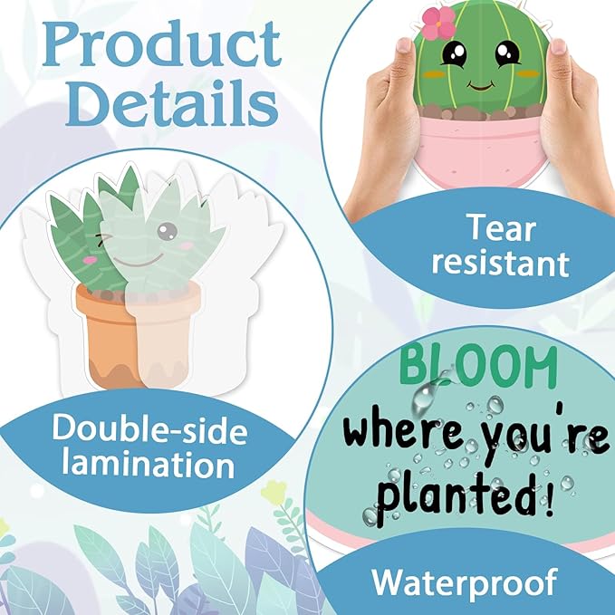Speech Therapy Bulletin Board Decorations Motivational Succulent Plant Themed Bulletin Board Set End of Year Cactus Positive Affirmations Accents Cutouts for School Classroom Wall Door Decor Supplies