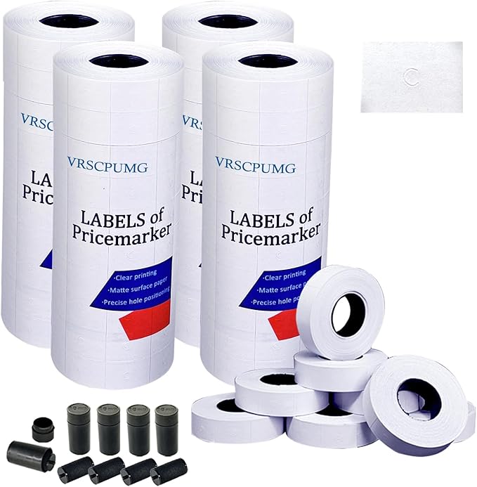 2 Line Price Labels - 40 Rolls of Pricing Labels (16,000 Blank Tags) with 5 Ink Rolls - Compatible with MX-6600, MX-6602, YH-689 (Gun Not Included)