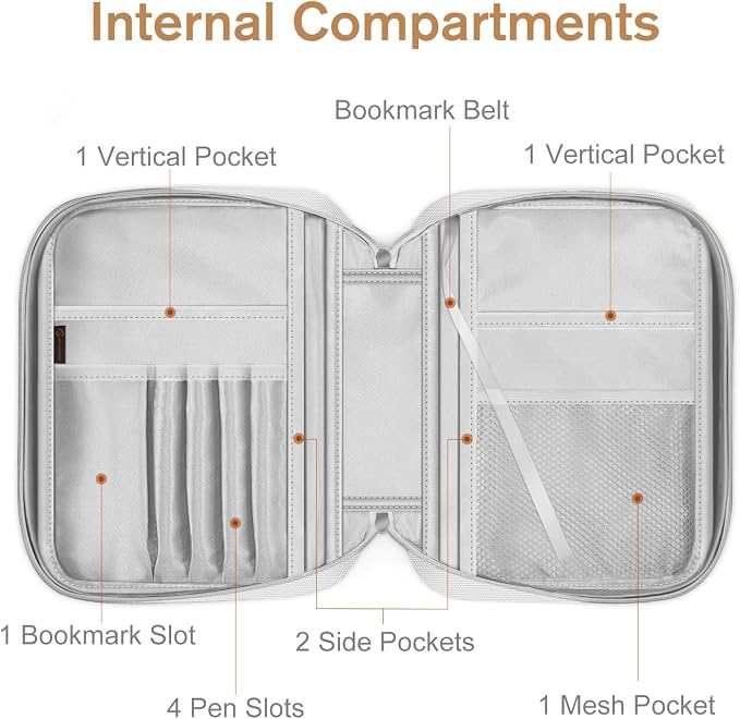 FINPAC Bible Cover, Carrying Book Case Church Bag Bible Protective with Handle and Zippered Pocket, Gift for Boy, Game Gray
