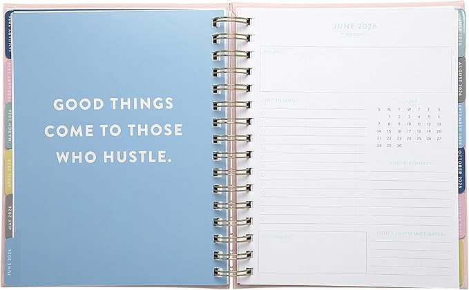 WORLD TRAVELER 2026 Planner Weekly and Monthly - 7'' x 8.75'' Hard Cover January December Spiral Daily Planner 2026 To Do List, Size 7X8.75, Pink This Year