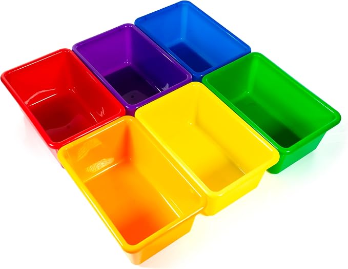 Small Cubby Bins 12 Piece Pack for Office Storage Kids Classroom or Toy Home Organizing Cube Bin with Plastic Container Self Adhesive Labels (11.6 x 7.7 x 4.9 Inch