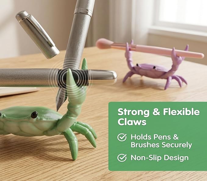 Desk Crab Pencil Holder for Desk 4PCS, Deskcrab Pen Holder Weightlifting Crab Pen Holder Desk Organizer, Phone Stand Glasses Holder, Fun Office Gifts for Coworkers Desk Decor