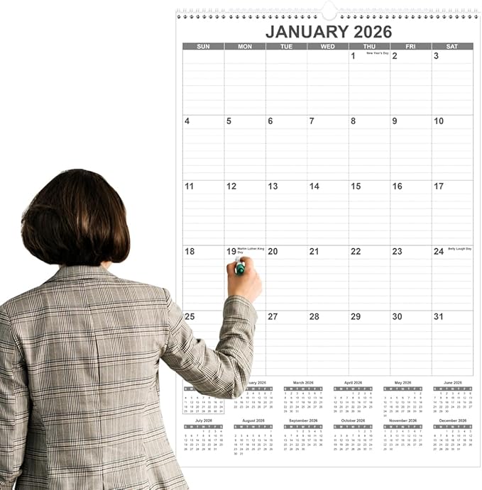 2026 Wall Calendar - Large Calendar 2026 from January 2026 - December 2026, 12 Months Calendar/Planner with Thick Paper, 20" x 30", Vertical, Black