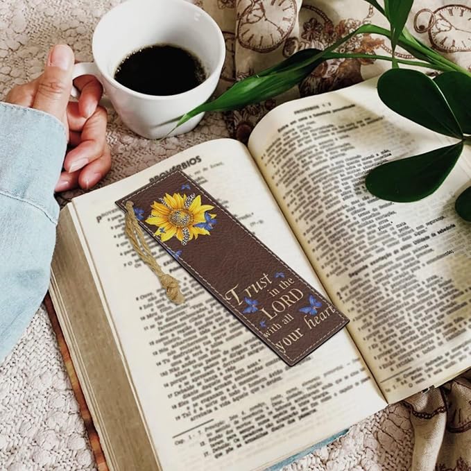 Vintage Sunflower Butterfly Bible Case with Bookmark Waterproof Bible Cover Case for Women Lightweight Bible Bag with Handle Pockets Church Book Bag Brown