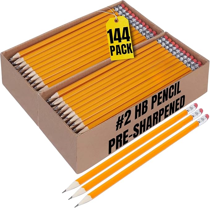 1InTheOffice Pre Sharpened Pencils #2, Pencils with Eraser, 2 HB, Wood-Cased, Black Lead, Yellow Barrel, 288 Pack