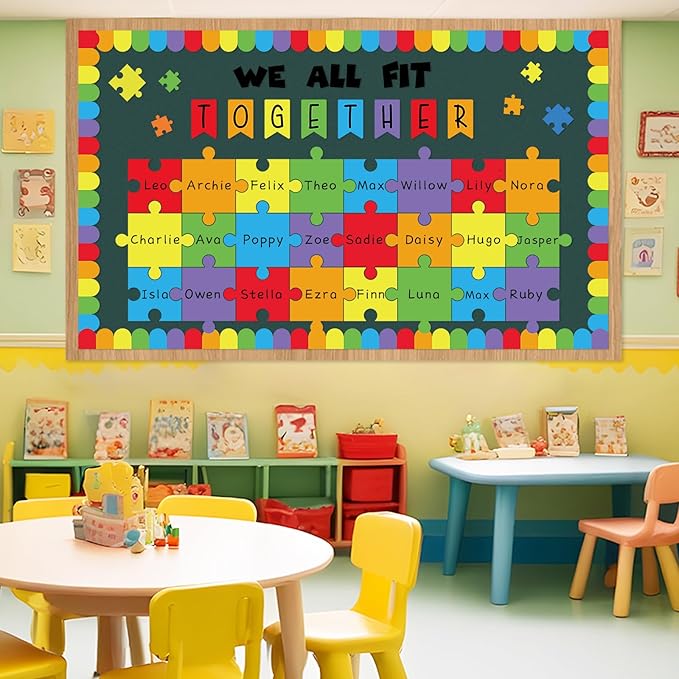 gisgfim Building Blocks Classroom Bulletin Board Decorations We All Fit Together Cutouts Toy Bricks Bulletin Board Set for Classroom Back to School Door Chalkboard Nursery Wall Decor Supplies