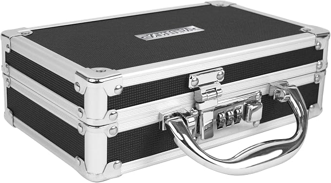 Vaultz Locking Medicine Case with Combination Lock - Portable Lock Box Briefcase for Medications, Cash & Valuables, Organized Storage Case with Handle, 1 Pack (8.38x5.75x2.75)
